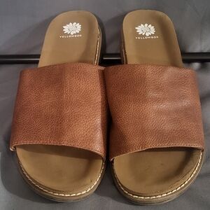 Yellow Box Brown Slide Sandals